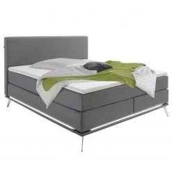 Meise.möbel Lit boxspring Milano - Gris clair - 160 x 200cm - D2 souple