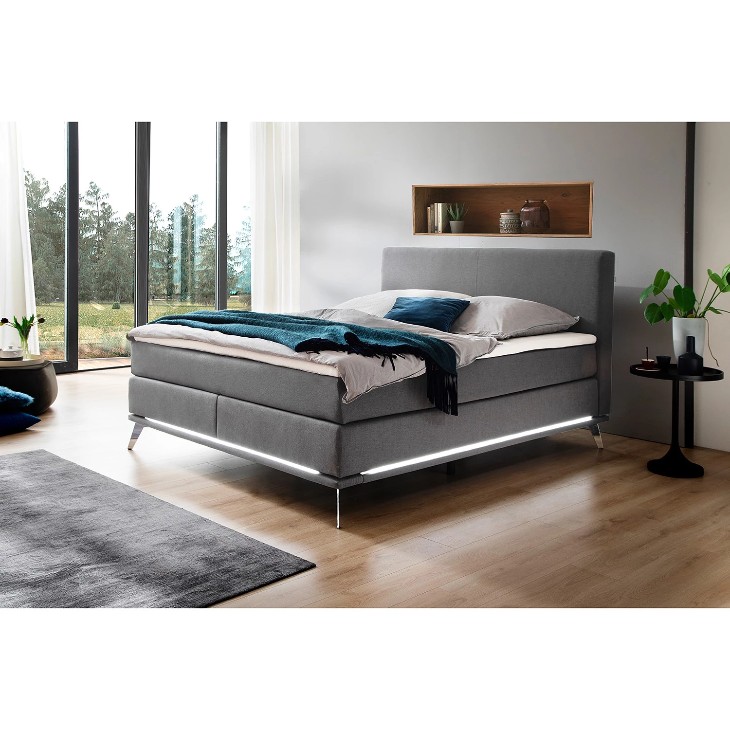 Meise.möbel Lit boxspring Milano - Gris clair - 160 x 200cm - D2 souple 2 Meise.möbel Lit boxspring Milano - Gris clair - 160 x 200cm - D2 souple – Image 2