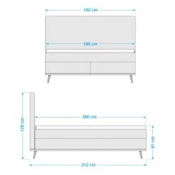 Meise.möbel Lit boxspring Milano - Gris clair - 160 x 200cm - D2 souple 9 Meise.möbel Lit boxspring Milano - Gris clair - 160 x 200cm - D2 souple -Lits & literie Soldes 1000347301 220427 500 SKETCH DETAILS P000000001000347301 sketch