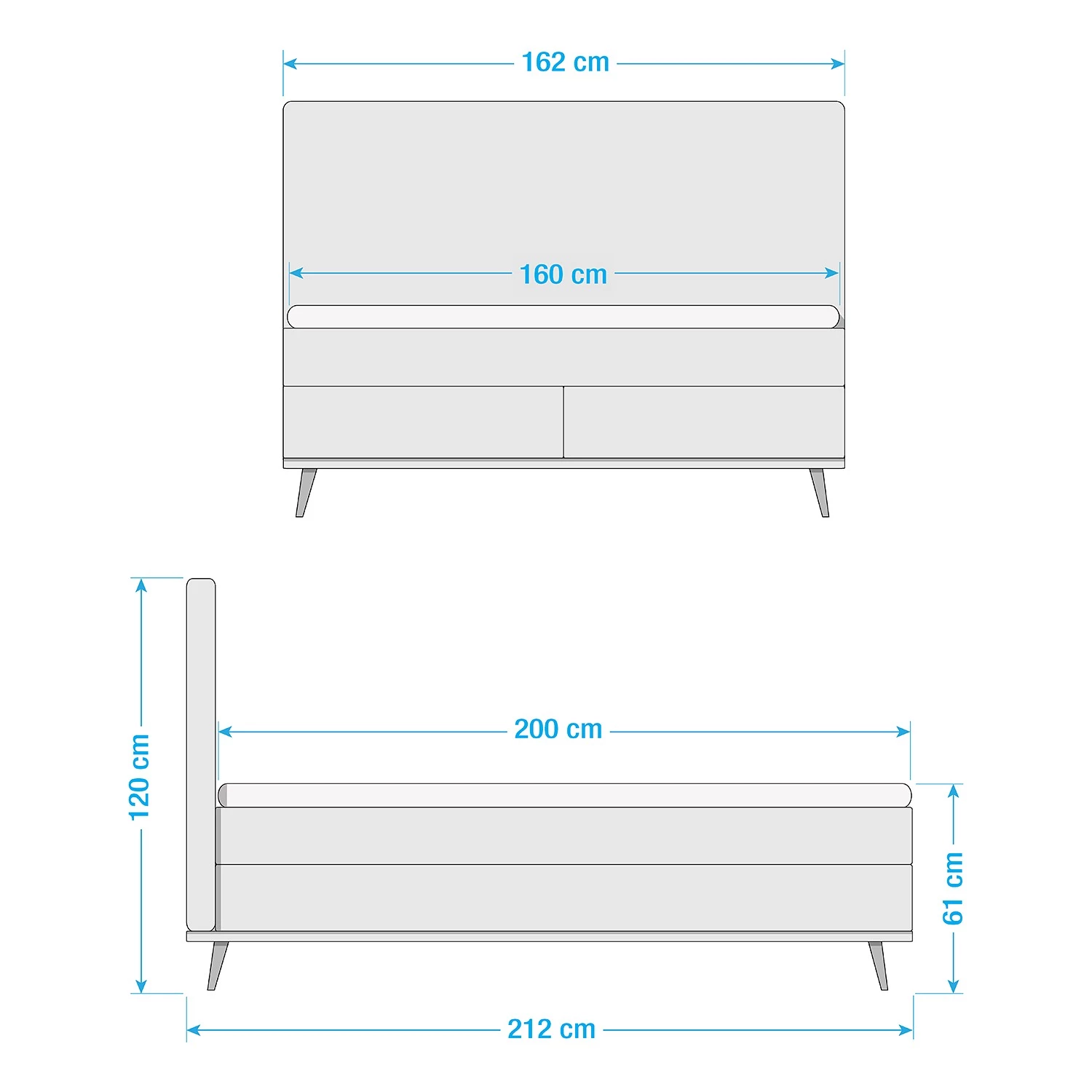 Meise.möbel Lit boxspring Milano - Gris clair - 160 x 200cm - D2 souple 5 Meise.möbel Lit boxspring Milano - Gris clair - 160 x 200cm - D2 souple – Image 5