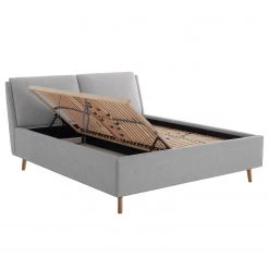 Meise.möbel Lit capitonné Valetta - Gris clair - 160 x 200cm - Chêne clair -Lits & literie Soldes 1000347433 220503 035 DETAILS P000000001000347433