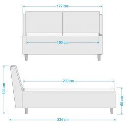 Meise.möbel Lit capitonné Valetta - Gris clair - 160 x 200cm - Chêne clair -Lits & literie Soldes 1000347433 220503 500 SKETCH DETAILS P000000001000347433 sketch