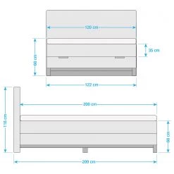 Meise.möbel Lit boxspring Catania - Tissu Meara: Gris clair - 120 x 200cm -Lits & literie Soldes 1000347465 220506 500 SKETCH DETAILS P000000001000347465 sketch