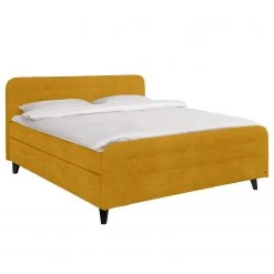 Tom Tailor Lit boxspring Nordic - Tissu - Tissu TSV: 5 Jaune moutarde - 160 x 200cm - Matelas double D2/D3