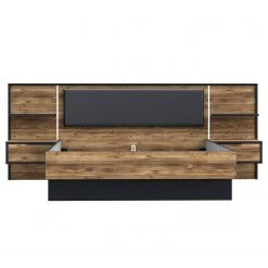 Loftscape Lit et chevets Huy - Éclairage intégré - Imitation pin des Alpes / Noir - 180 x 200cm -Lits & literie Soldes 1000363078 220819 050 DETAILS P000000001000363078