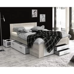 Loftscape Lit Mons - Imitation chêne sable / Blanc -Lits & literie Soldes 1000363102 220819 021 MOOD DETAILS P000000001000363102 mood