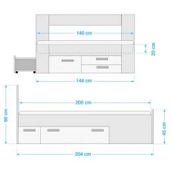Loftscape Lit Mons - Imitation chêne sable / Blanc -Lits & literie Soldes 1000363102 220819 500 SKETCH DETAILS P000000001000363102 sketch