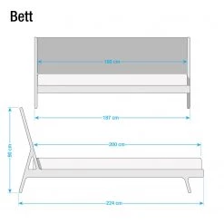 Studio Copenhagen Lit Fleek I - Chêne - Tissu Muya : Anthracite - 180 x 200cm -Lits & literie Soldes bett fawn i eiche massiv 180 x 200cm eiche hell 3860068