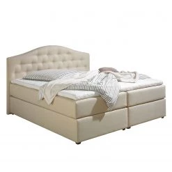 Maison Belfort Lit boxspring Ansmark - Beige - 160 x 200cm - Matelas à ressorts bombés ensachés - D2 souple