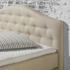 Maison Belfort Lit boxspring Ansmark - Beige - 160 x 200cm - Matelas à ressorts bombés ensachés - D2 souple -Lits & literie Soldes boxspringbett ansmark strukturstoff 160 x 200cm h2 bis 80 kg bonellfederkernmatratze beige 4253044