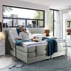 Loftscape Lit boxspring Belaja - Avec moteur électrique - Surmatelas inclus - Tissu - Gris 12 Loftscape Lit boxspring Belaja - Avec moteur électrique - Surmatelas inclus - Tissu - Gris -Lits & literie Soldes boxspringbett belaja mit elektromotor inklusive topper webstoff grau 1926506