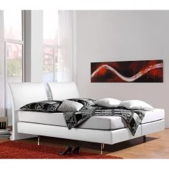Loftscape Lit boxspring Cavan - Blanc - 140 x 200cm - Matelas de mousse froide - D3 medium -Lits & literie Soldes boxspringbett cavan kunstleder 140 x 200cm h3 ab 80 kg kaltschaummatratze weiss 1811802