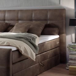 Loftscape Lit boxspring Colider - Microfibre - Marron -Lits & literie Soldes boxspringbett colider microfaser braun 4734140