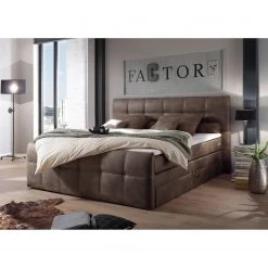 Loftscape Lit boxspring Colider - Microfibre - Marron -Lits & literie Soldes boxspringbett colider microfaser braun 4734148