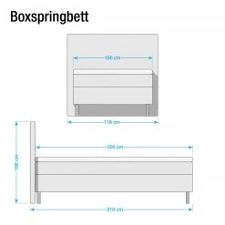 Loftscape Lit boxspring Hedensted - Gris - 100 x 200cm - Matelas de mousse froide - D3 medium -Lits & literie Soldes boxspringbett hedensted microfaser 100 x 200cm h2 bis 80 kg kaltschaummatratze braun 4295556