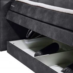 Loftscape Lit boxspring Jansen - Aspect cuir vieilli - Anthracite -Lits & literie Soldes boxspringbett jansen antiklederoptik anthrazit 3647753