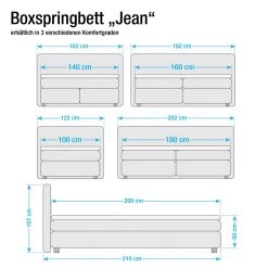 Maison Belfort Lit Boxspring Jean - Crème - 140 x 200cm - Matelas à ressorts Bonnell - D2 souple -Lits & literie Soldes boxspringbett jean inklusive topper strukturstoff creme 279674
