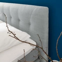 Mørteens Lit boxspring Mälby - Gris clair - 140 x 200cm -Lits & literie Soldes boxspringbett maelby webstoff 140 x 200cm hellgrau 3784092