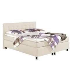 Loftscape Lit boxspring Melody - Ecru - 100 x 200cm - Matelas de mousse froide - D2 souple - Surmatelas en mousse froide