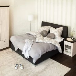 Fredriks Lit boxspring Ramona III - 140 x 200cm -Lits & literie Soldes boxspringbett ramona iii inklusive topper strukturstoff anthrazit 140 x 200cm 534099