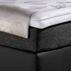 Monaco Lit boxspring Valea - Anthracite - 160 x 200cm - Matelas à ressorts bombés ensachés - D3 medium -Lits & literie Soldes boxspringbett valea strukturstoff 160 x 200cm h3 ab 80 kg tonnentaschenfederkernmatratze anthrazit 489546