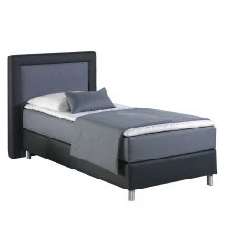 Loftscape Lit boxspring Vimmerby - Bleu gris / Bleu foncé - 100 x 200cm - Matelas à ressorts Bonnell - D2 souple