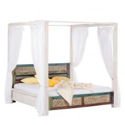 Wolf-Möbel Lit à baldaquin Goa - Acacia massif Blanc