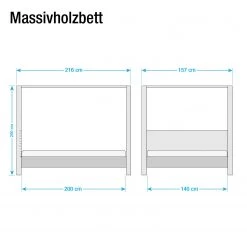 Neue Modular Lit à baldaquin Porto-Alegre - 140 x 200cm -Lits & literie Soldes himmelbett porto alegre sumpfeiche massiv 140 x 200cm 3543605