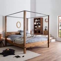 Neue Modular Lit à baldaquin Porto-Alegre - 140 x 200cm -Lits & literie Soldes himmelbett porto alegre sumpfeiche massiv 140 x 200cm 4642112