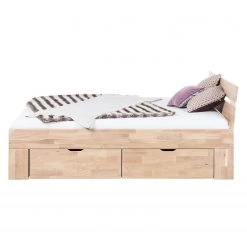 Ars Natura Lit en bois massif EosWOOD - Avec tiroirs - Chêne massif - Chêne blanc huilé - 160 x 200cm -Lits & literie Soldes massivholzbett eoswood inklusive 4 bettkaesten eiche massiv 180 x 200cm eiche weissoel 3396681