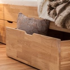 Ars Natura Lit en bois massif EosWOOD - Avec tiroirs - Chêne massif - Chêne blanc huilé - 160 x 200cm -Lits & literie Soldes massivholzbett eoswood inklusive 4 bettkaesten eiche massiv 180 x 200cm eiche weissoel 3597597