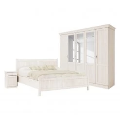 Ridgevalley Lit Nayok - Blanc vieilli -Lits & literie Soldes nachttisch nayok pinie teilmassiv altweiss tueranschlag rechts 3527557