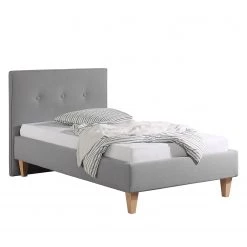 Mørteens Lit capitonné Alnarp Tissu structuré - Granit - 100 x 200cm - Sans sommier & matelas