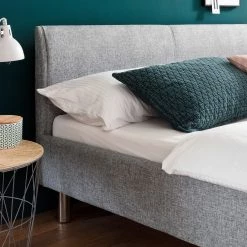 Meise.möbel Lit capitonné Hip Hop - Tissu gris -Lits & literie Soldes polsterbett hip hop webstoff grau 5161712