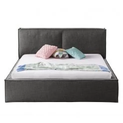Lit capitonné Kinx - Tissu KINX : Anthracite - 180 x 200cm -Lits & literie Soldes polsterbett kinx webstoff 140 x 200cm anthrazit 5111232