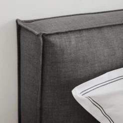 Lit capitonné Kinx - Tissu KINX : Anthracite - 180 x 200cm -Lits & literie Soldes polsterbett kinx webstoff 140 x 200cm anthrazit 5112024