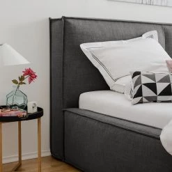 Lit capitonné Kinx - Tissu KINX : Anthracite - 180 x 200cm -Lits & literie Soldes polsterbett kinx webstoff 140 x 200cm anthrazit 5112036