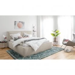 Lit capitonné Kinx - Tissu KINX : Beige - 180 x 200cm -Lits & literie Soldes polsterbett kinx webstoff 140 x 200cm beige 5112040