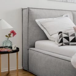 Lit capitonné Kinx - Tissu KINX : Gris - 160 x 200cm 32 Lit capitonné Kinx - Tissu KINX : Gris - 160 x 200cm -Lits & literie Soldes polsterbett kinx webstoff 140 x 200cm hellgrau 5112000