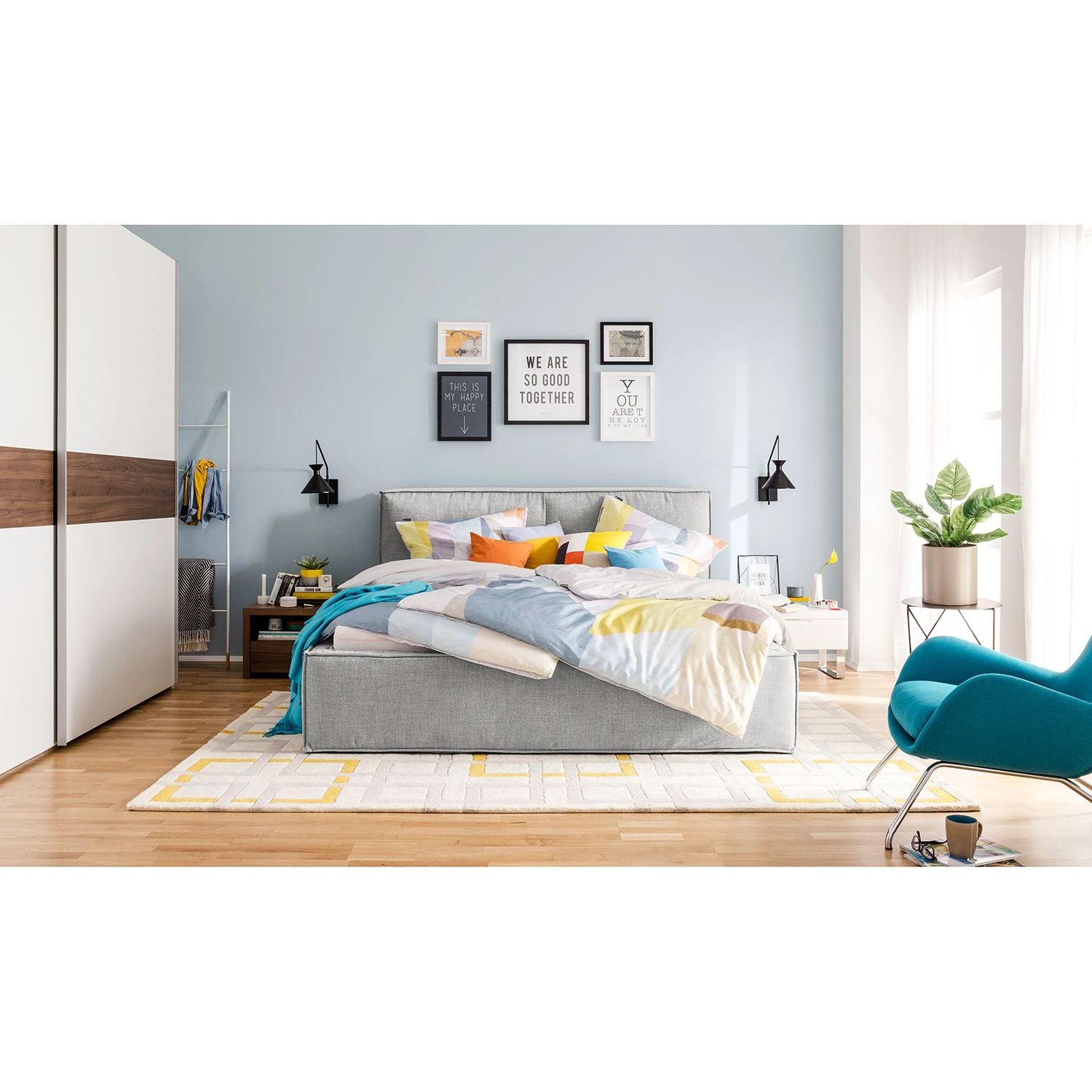 Lit capitonné Kinx - Tissu KINX : Gris - 160 x 200cm 2 Lit capitonné Kinx - Tissu KINX : Gris - 160 x 200cm – Image 2