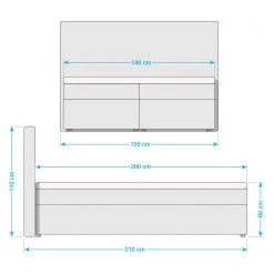 Lit capitonné KiYDOO IV - 140 x 200cm -Lits & literie Soldes polsterbett kiydoo ii inkl bettkasten webstoff grau 140 x 200cm 5117380