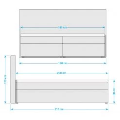 Lit capitonné KiYDOO V - Blanc - 180 x 200cm -Lits & literie Soldes polsterbett kiydoo ii inkl bettkasten webstoff grau 180 x 200cm 5117468 1