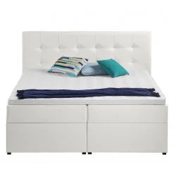 Lit capitonné KiYDOO IV - Blanc - 160 x 200cm -Lits & literie Soldes polsterbett kiydoo iv inkl bettkasten kunstleder 160 x 200cm weiss 5117752