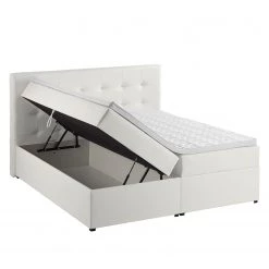 Lit capitonné KiYDOO IV - Blanc - 160 x 200cm -Lits & literie Soldes polsterbett kiydoo iv inkl bettkasten kunstleder 160 x 200cm weiss 5117776