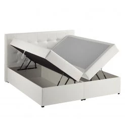 Lit capitonné KiYDOO IV - Blanc - 160 x 200cm -Lits & literie Soldes polsterbett kiydoo iv inkl bettkasten kunstleder 160 x 200cm weiss 5117780