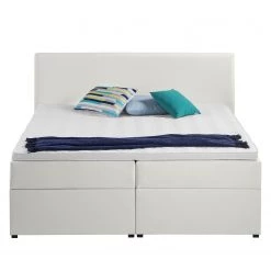 Lit capitonné KiYDOO V - Blanc - 180 x 200cm -Lits & literie Soldes polsterbett kiydoo v inkl bettkasten kunstleder 180 x 200cm weiss 5118084