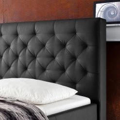 Meise.möbel Lit capitonné Pisa - Noir - 180 x 200cm -Lits & literie Soldes polsterbett pisa kunstleder schwarz 4186016