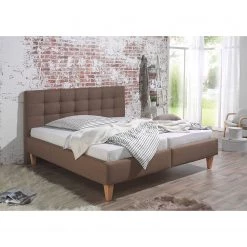 Mørteens Lit capitonné Stensborg - Marron - 200 x 200cm - Sans sommier & matelas -Lits & literie Soldes polsterbett stensborg strukturstoff 160 x 200cm braun 4237732