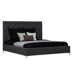 Fredriks Lit rembourré Tilia I - Cuir synthétique Dag : Anthracite - 140 x 200cm - Forme en T