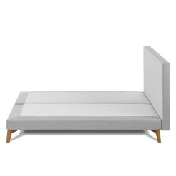 Lit SmoodSpring I - Tissu / Chêne massif - Bleu foncé - Gris clair - 140 x 200cm -Lits & literie Soldes smoodspring bett iii webstoff eiche massiv 140 x 200cm hellgrau 5118284